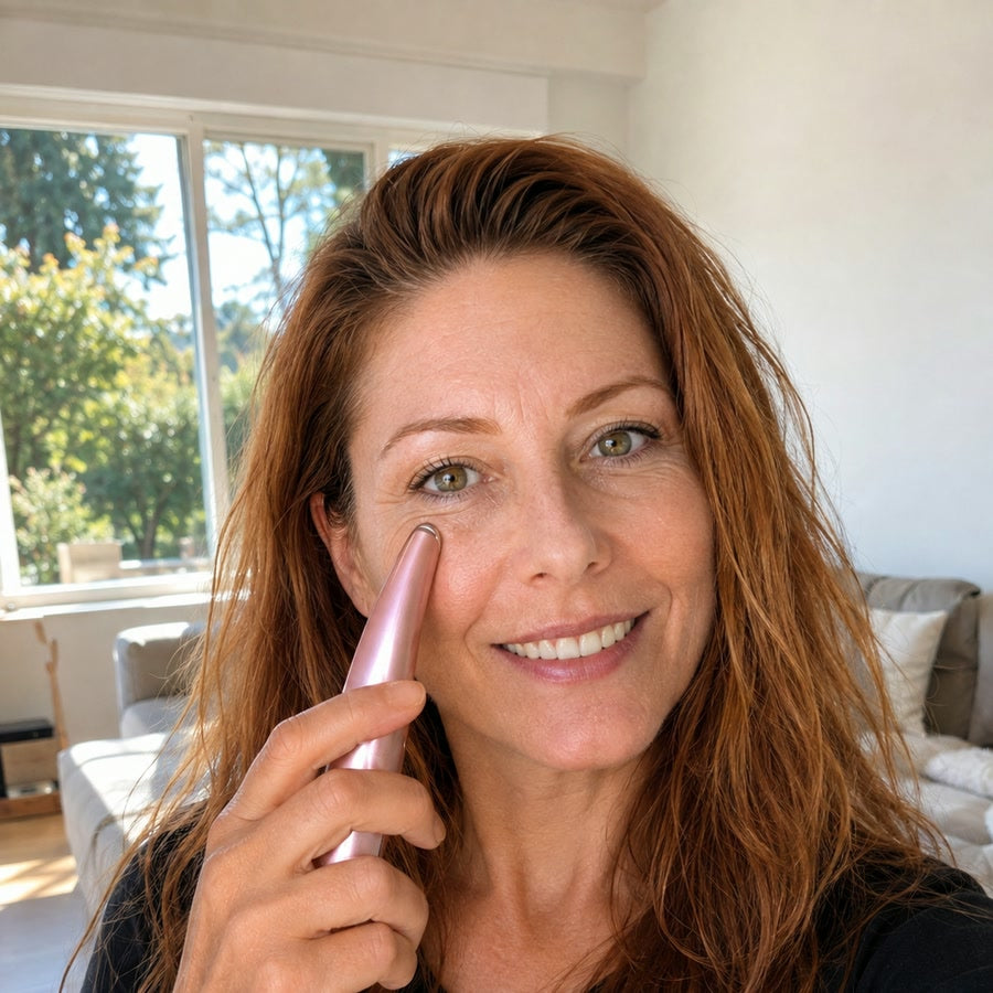 Sophie utilise la baguette chauffante ZYLVEA sur son contour des yeux